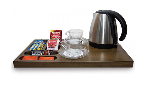 
Wooden Presentation Tray and Kettle
